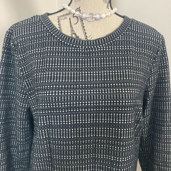 Loft Women’s Black Cream Mini Dress Drop Waist 3/4 Sleeves - Picture 2 of 4